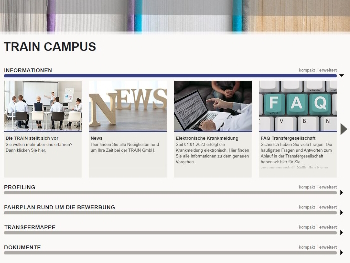 Die Startseite des TRAIN Campus.