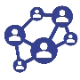 Symbol für den Personalumbau Ein Piktogramm, das die Vernetzung von Personen zeigt, symbolisiert hier den Personalumbau.
