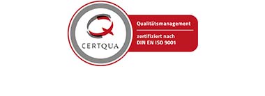 Logo: CertQua – Qualitätsmanagement; zertifiziert nach DIN EN ISO 9001